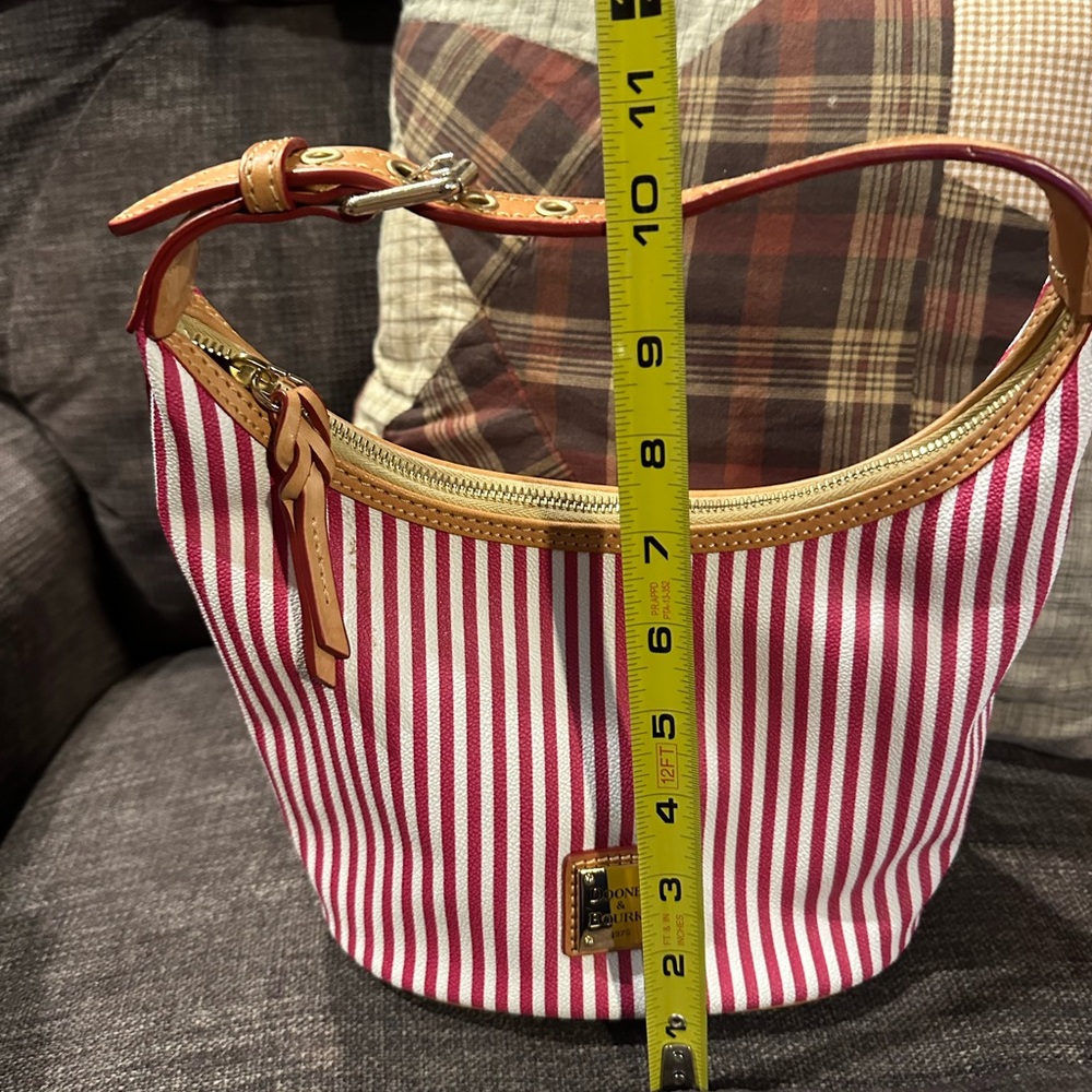 Dooney & Bourke Red and White Striped Shoulder Bag - Picture 3 of 6